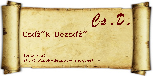Csók Dezső névjegykártya